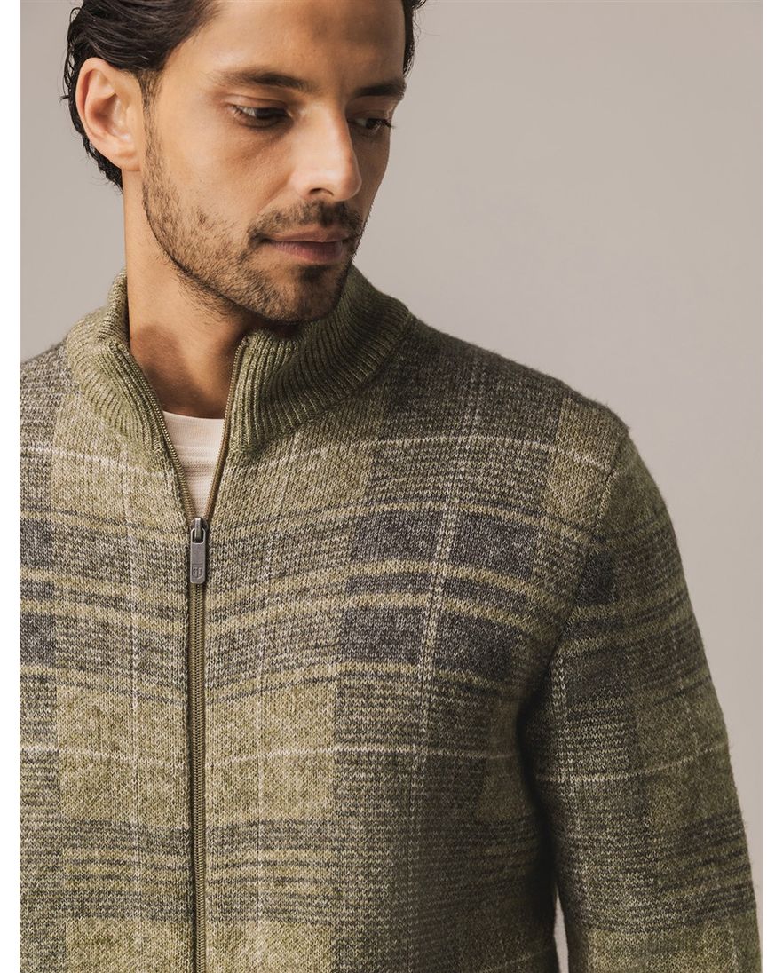 State of Art vest groen geruit acryl