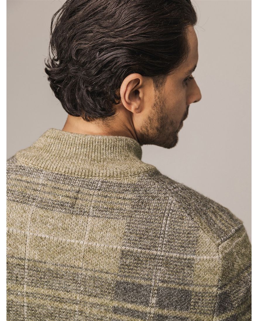 State of Art vest groen geruit acryl