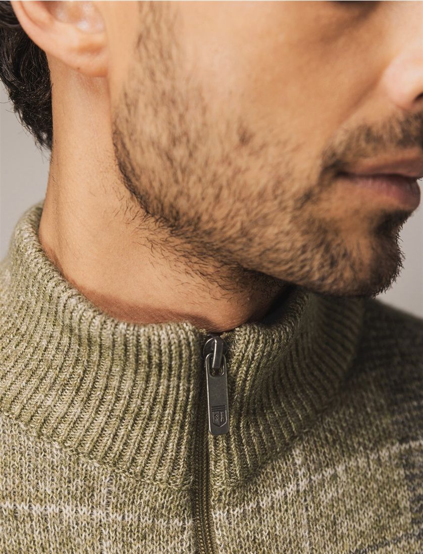 State of Art vest groen geruit met rits