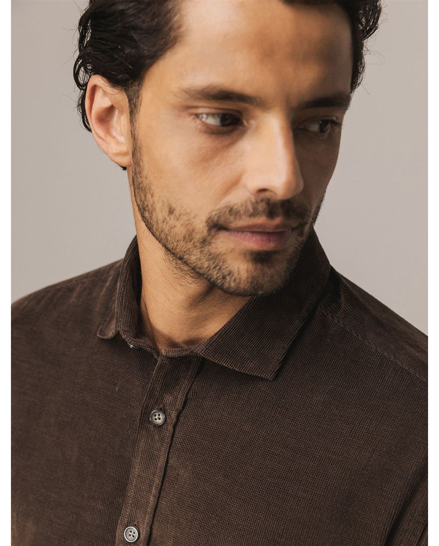 State of Art overhemd bruin corduroy katoen