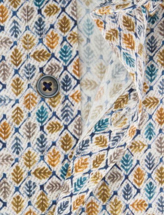 Casual overhemd State of Art geel blauw geprint button- down boord
