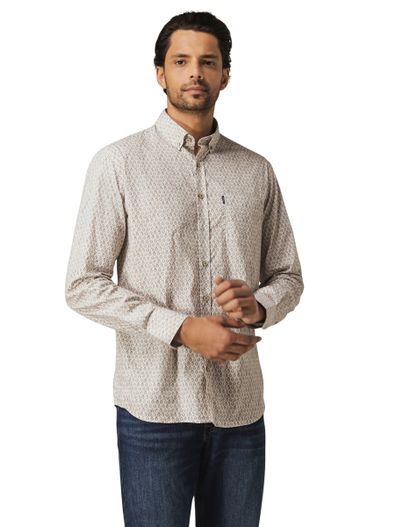State of Art State of Art overhemd geprint button-down collar katoen
