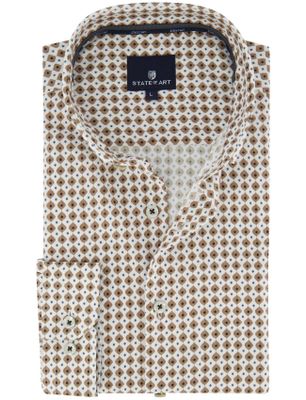 State of Art State of Art overhemd bruin patroon wijde fit