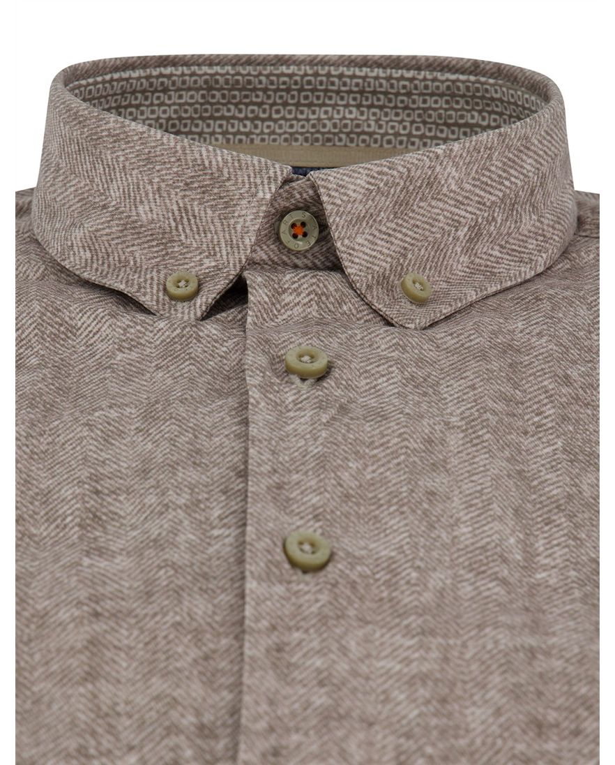 Wijde fit overhemd State of Art katoen beige