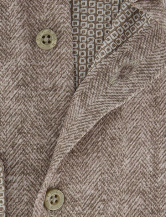 State of Art geprint overhemd beige katoen