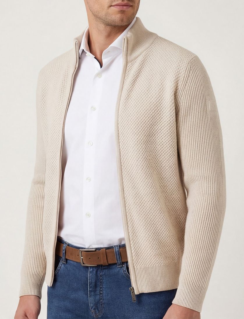 State of Art Vest beige lamswol regular fit