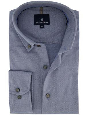 State of Art Katoenen wijde fit overhemd donkerblauw State of Art