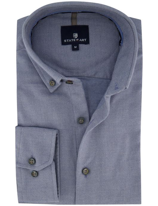 State of Art effen overhemd donkerblauw katoen