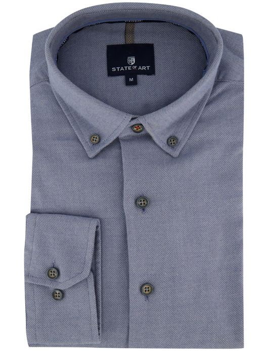 State of Art effen overhemd donkerblauw katoen