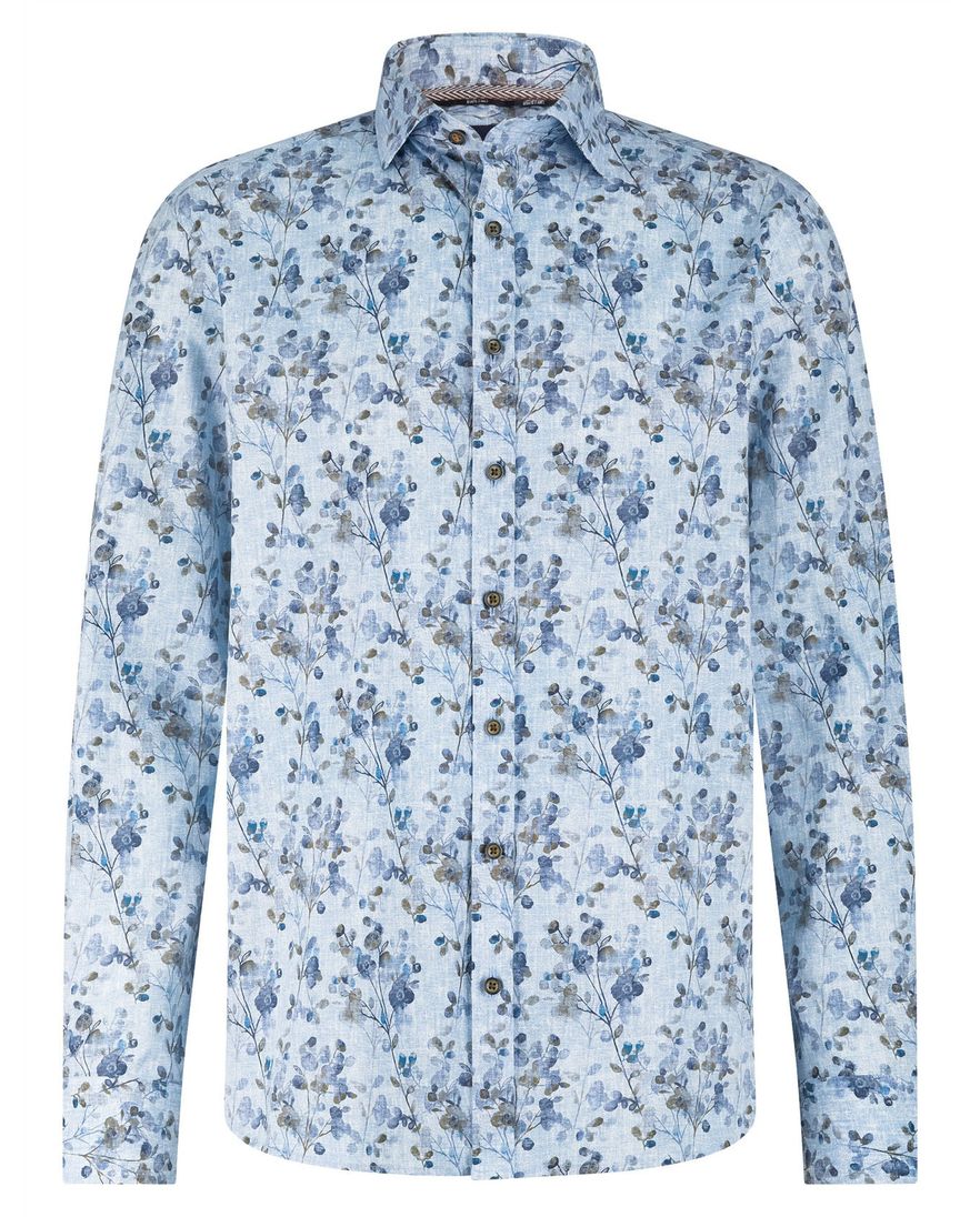 State of Art wijde fit casual overhemd blauw print