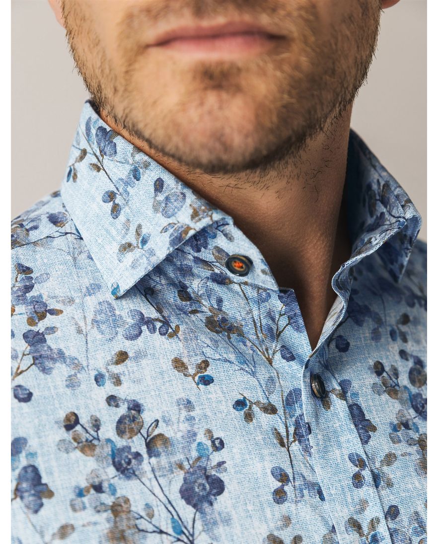 State of Art wijde fit casual overhemd blauw print
