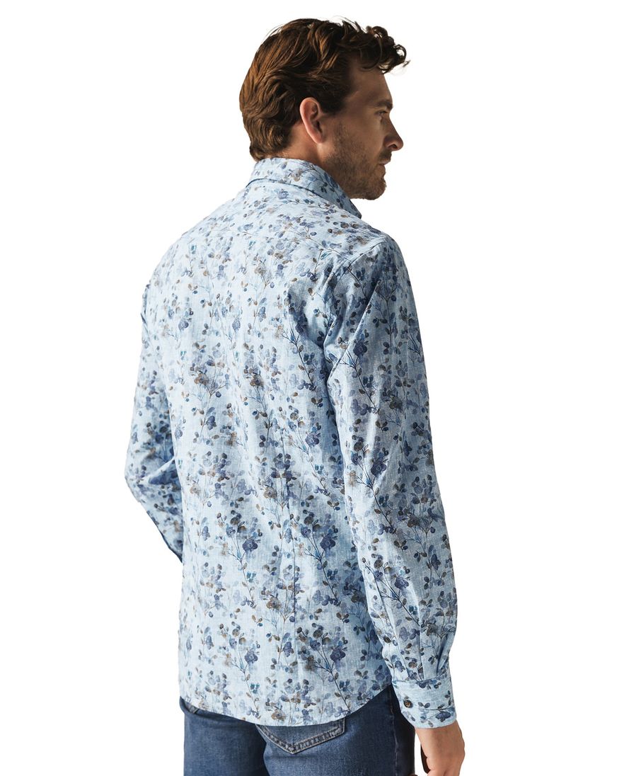 State of Art wijde fit casual overhemd blauw print