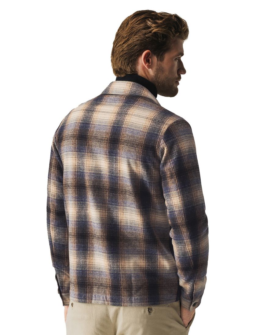 Overshirt State of Art wijde fit bruin geruit wol