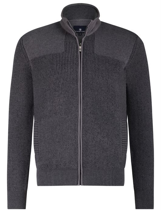 State of Art sweatvest grijs normale fit katoen