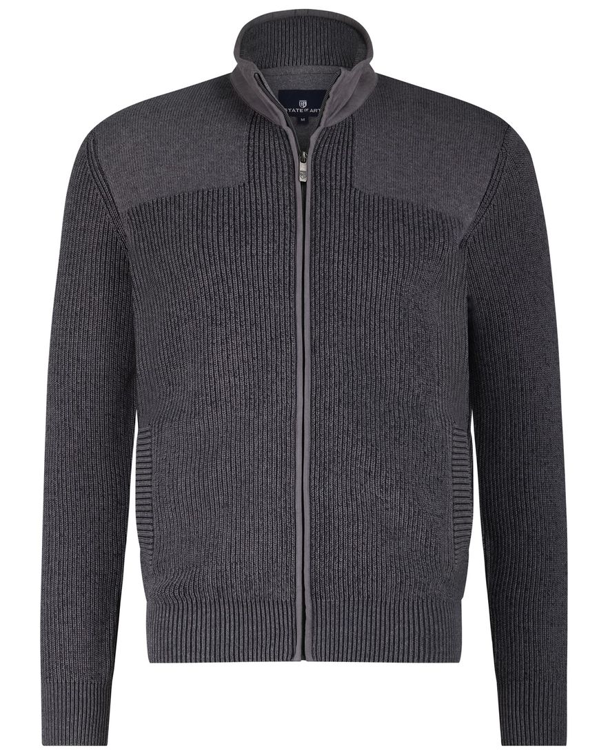 Sweatvest State of Art normale fit grijs katoen