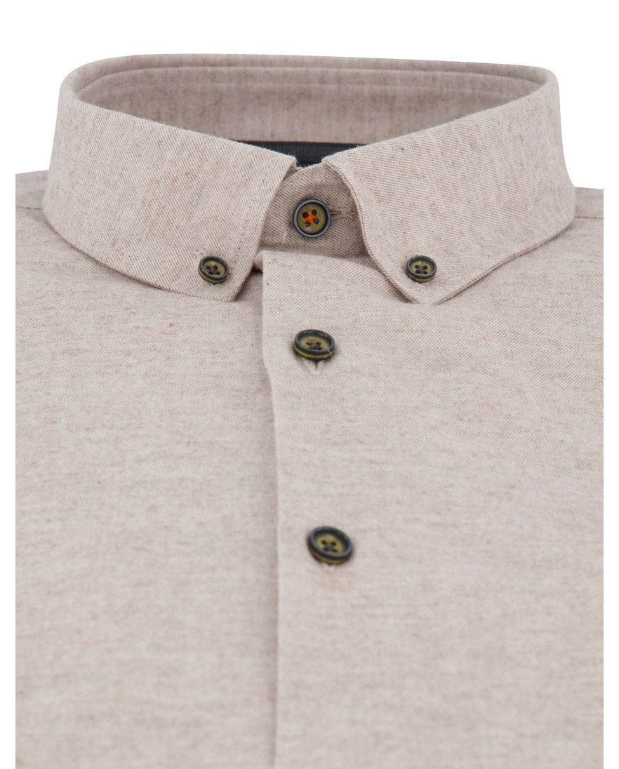 State of Art overhemd katoen beige gemêleerd button-down collar