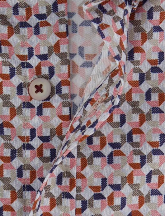 Wijde fit overhemd State of Art roze blauw geprint