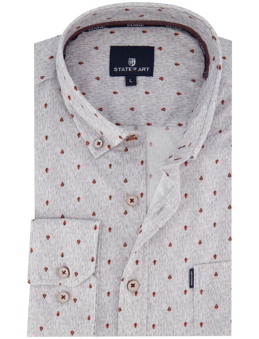 Grijs geprint State of Art overhemd ml 5