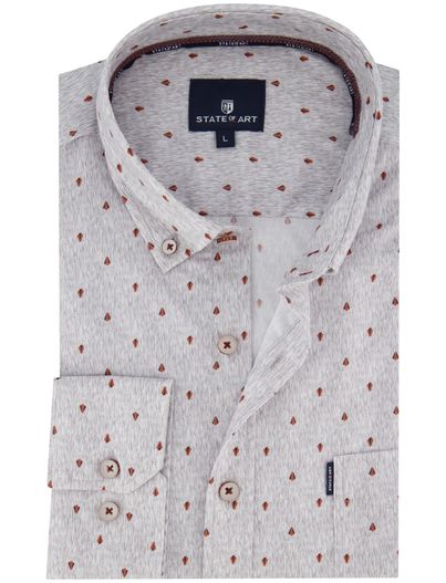 State of Art State of Art overhemd ml 5 grijs geprint
