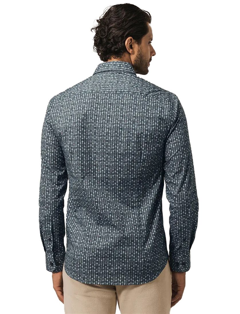 Overhemd geprint State of Art donkerblauw katoen