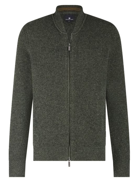 State of Art vest groen gemeleerd wol