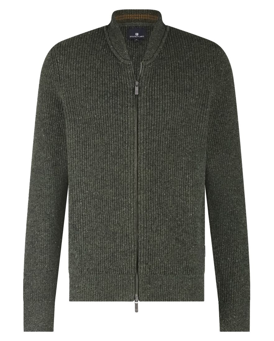 State of Art vest groen gemeleerd wol