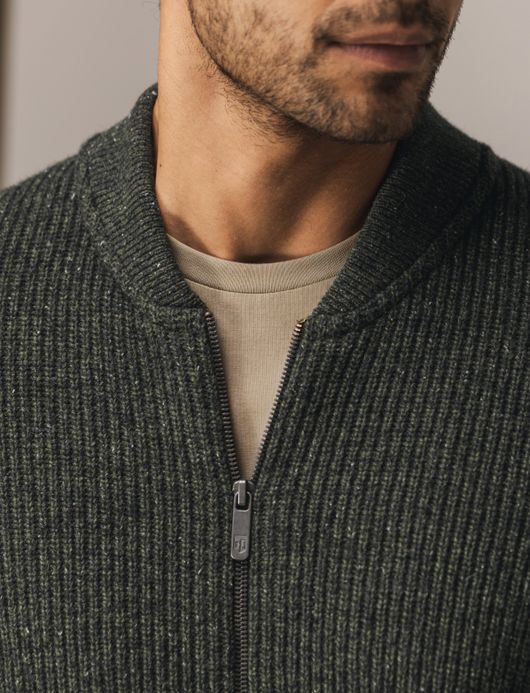 State of Art vest groen gemeleerd wol