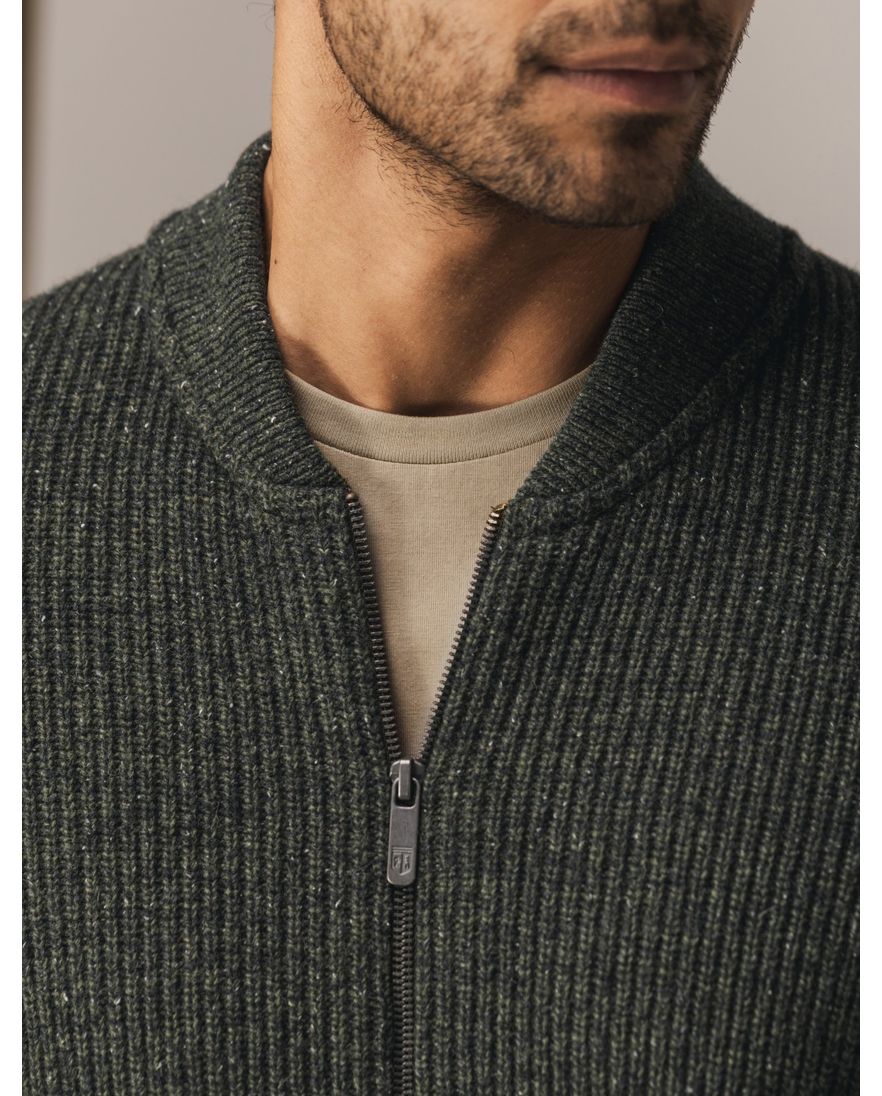 State of Art vest groen gemeleerd wol