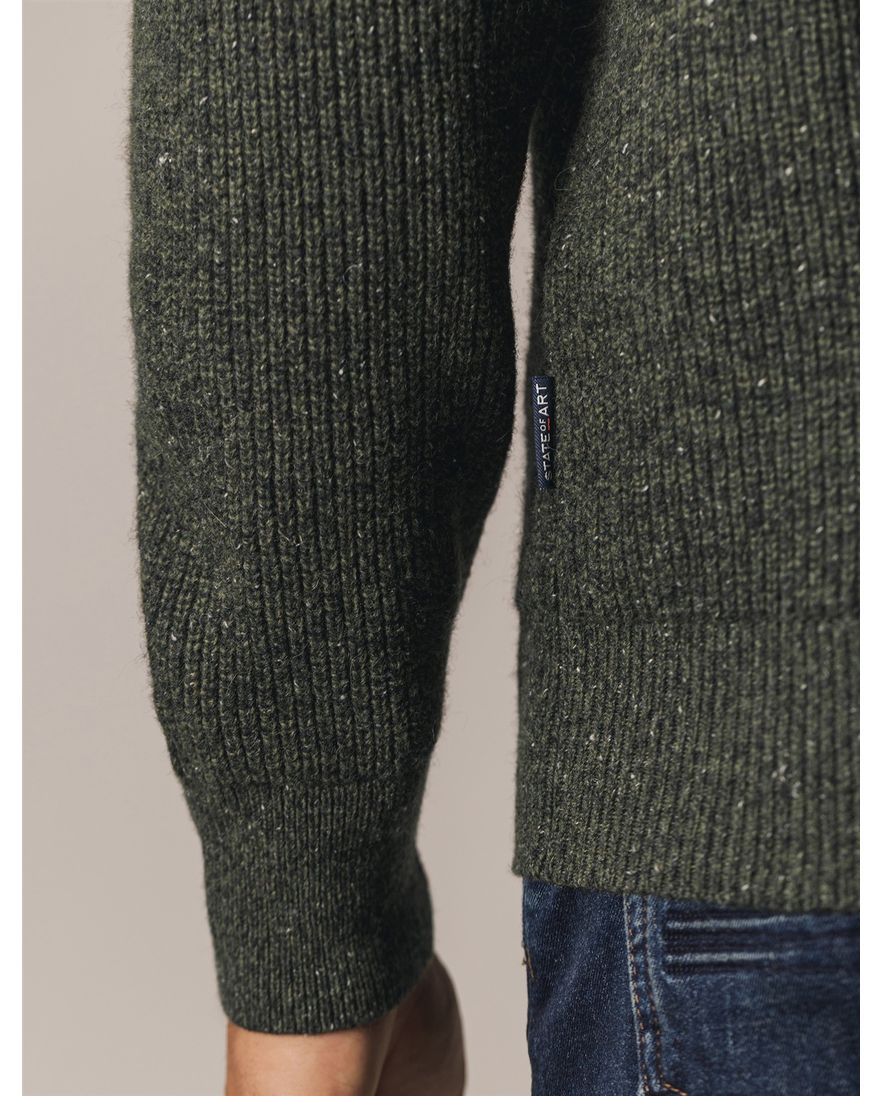 State of Art vest groen gemeleerd wol