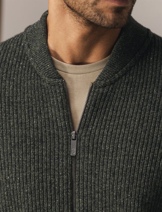 State of Art vest groen gemeleerd wol