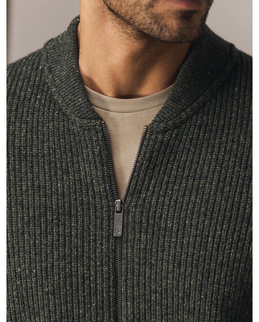 State of Art vest groen gemeleerd wol