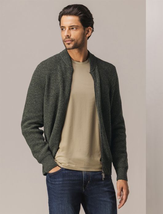 State of Art vest groen gemeleerd wol