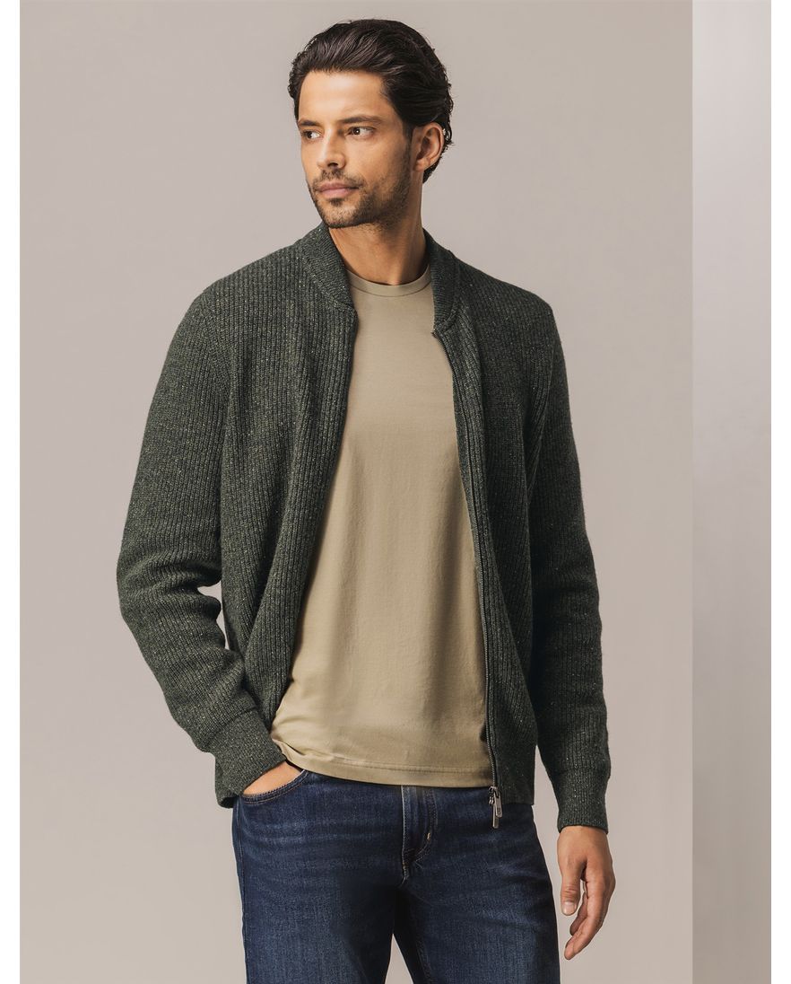 State of Art vest groen gemeleerd wol