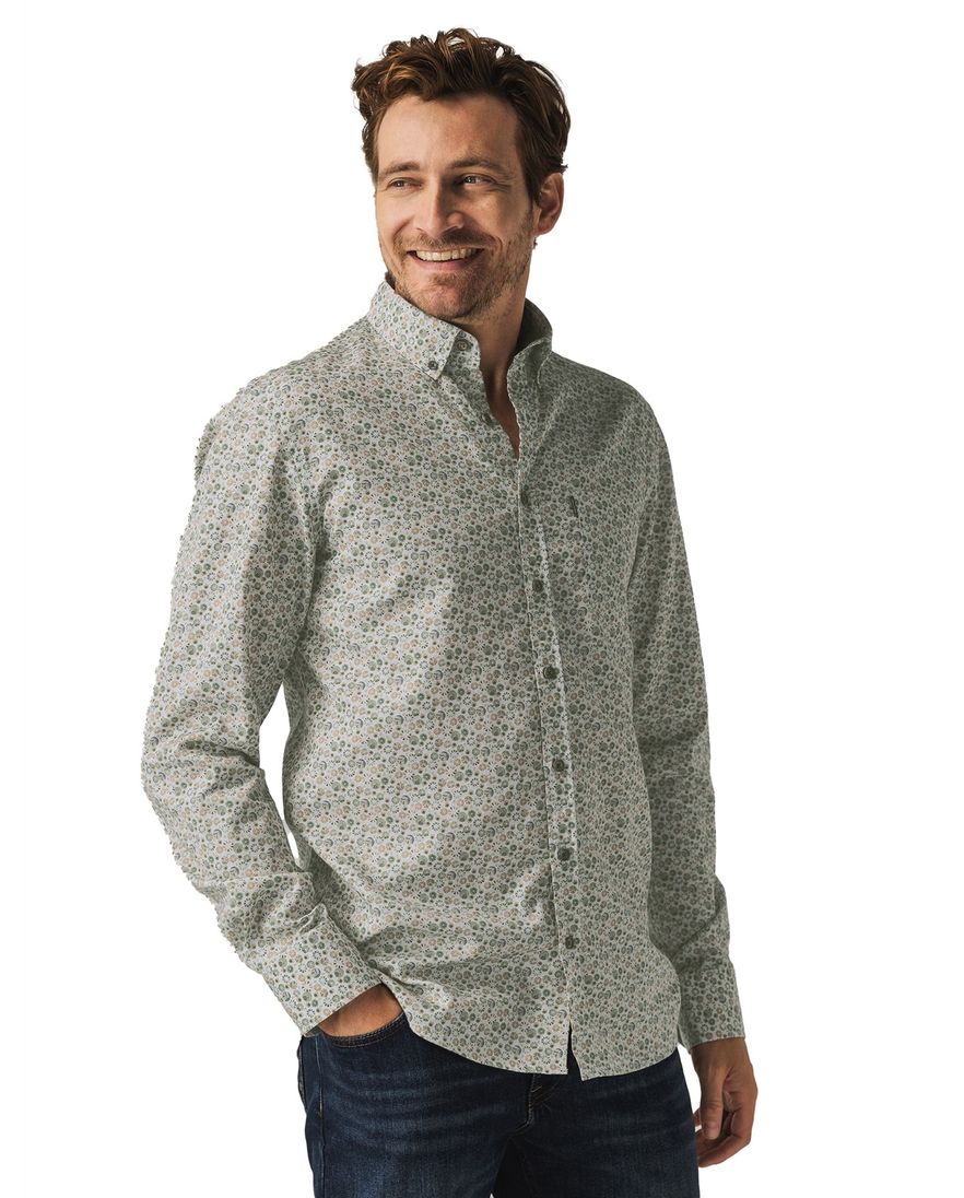 State of Art wijde fit overhemd groen geprint