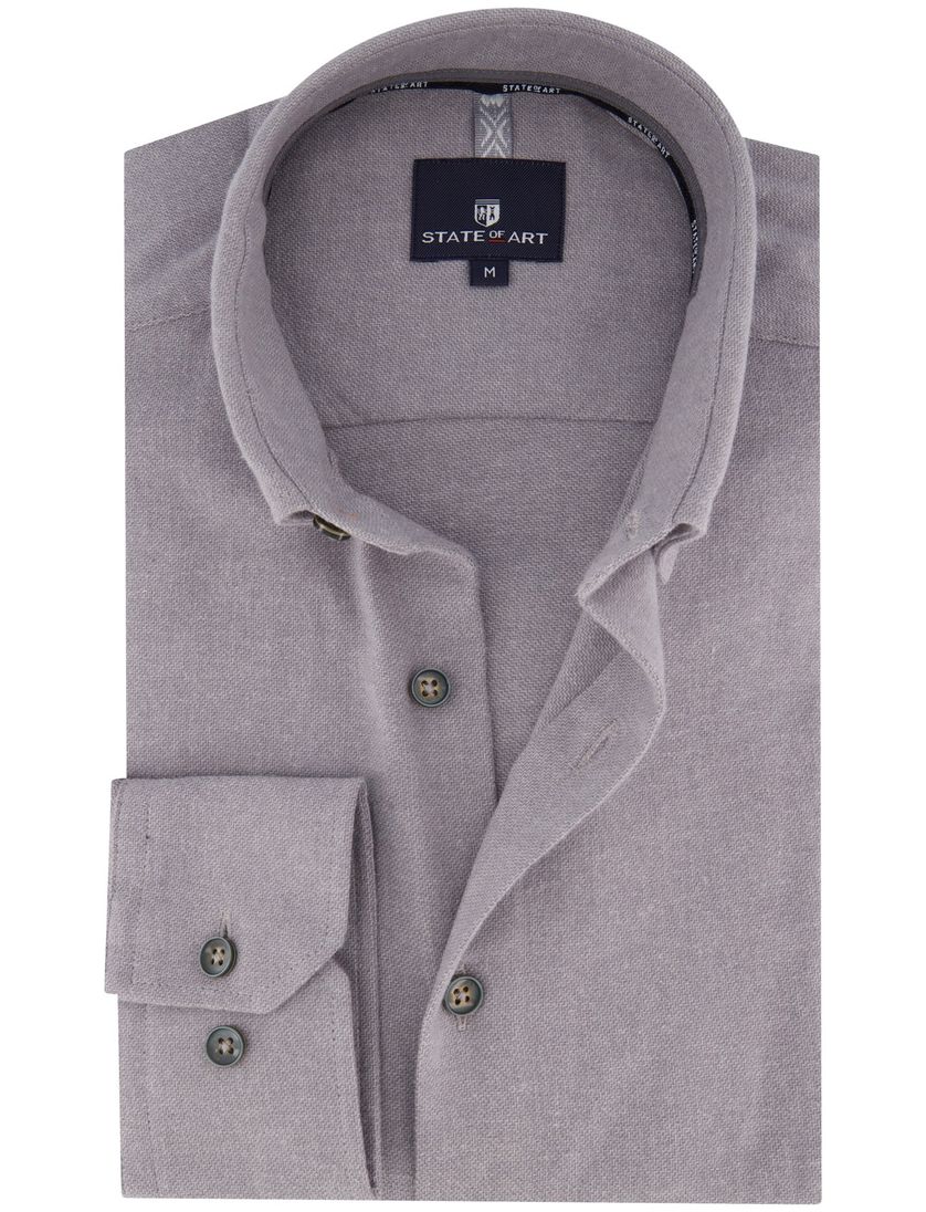 State of Art overhemd grijs gemêleerd flanel button-down
