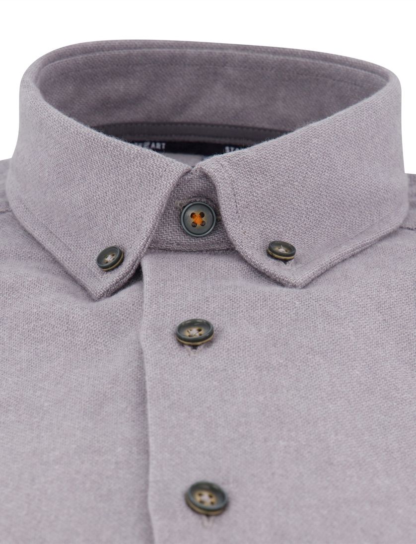 State of Art overhemd grijs gemêleerd flanel button-down
