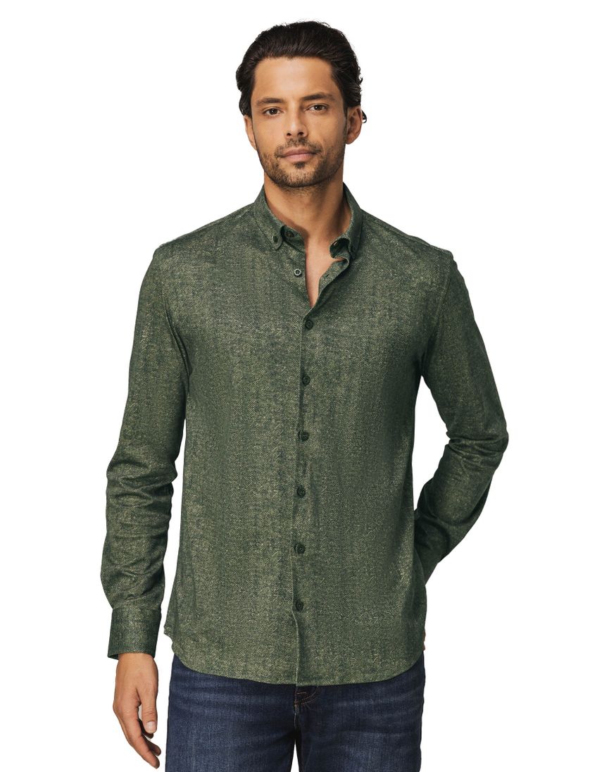 Overhemd State of Art groen visgraat button down boord