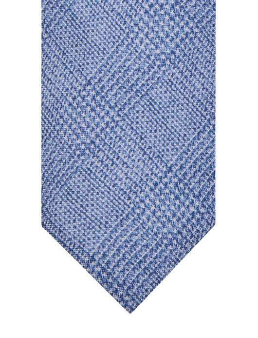 Profuomo Stropdas licht blauw geruit zijde