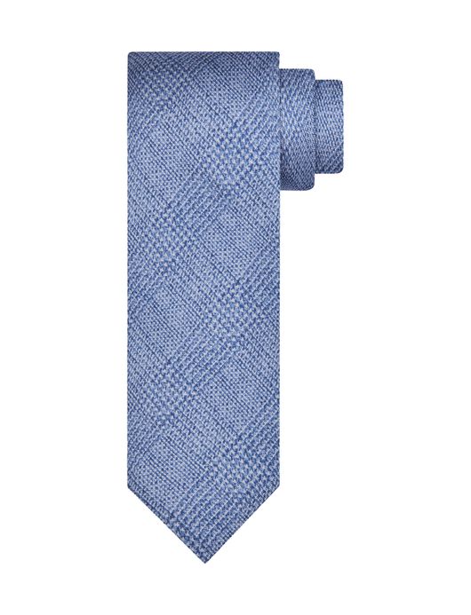 Profuomo Stropdas licht blauw geruit zijde