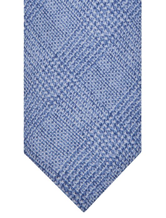 Profuomo Stropdas licht blauw geruit zijde