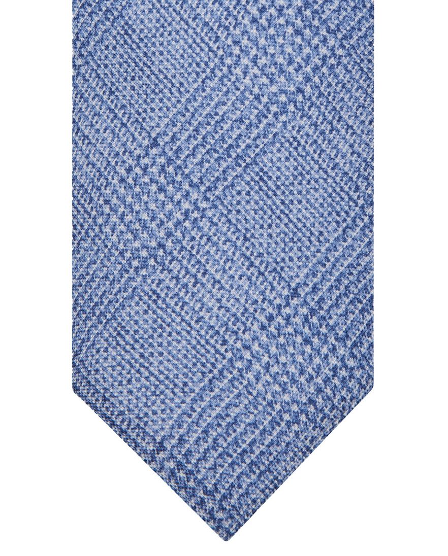 Profuomo Stropdas licht blauw geruit zijde