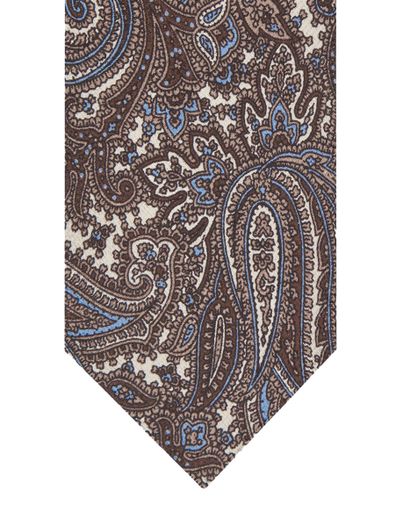 Profuomo Stropdas Profuomo bruin zijde geprint paisley