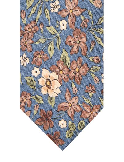 Profuomo Stropdas Profuomo blauw geprint bloemen