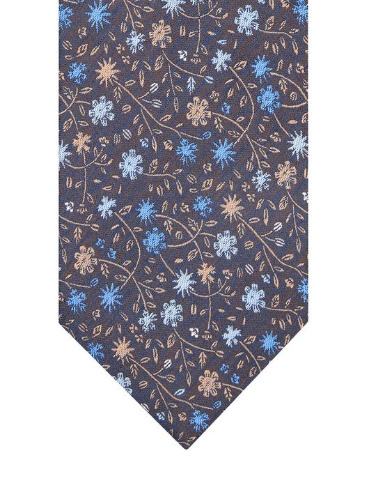 Profuomo Stropdas blauw geprint bloementjes