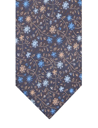 Profuomo Stropdas Profuomo blauw geprint bloementjes