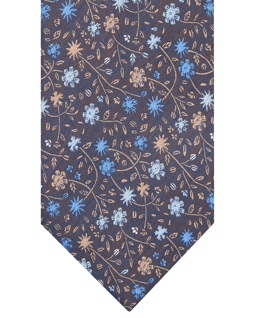 Profuomo Stropdas blauw geprint bloementjes