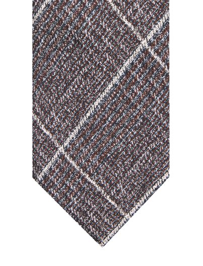 Profuomo Stropdas Profuomo bruin zijde groot geruit