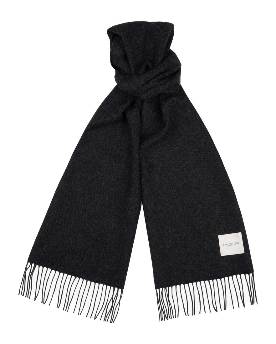 Profuomo sjaal zwart effen lamswol