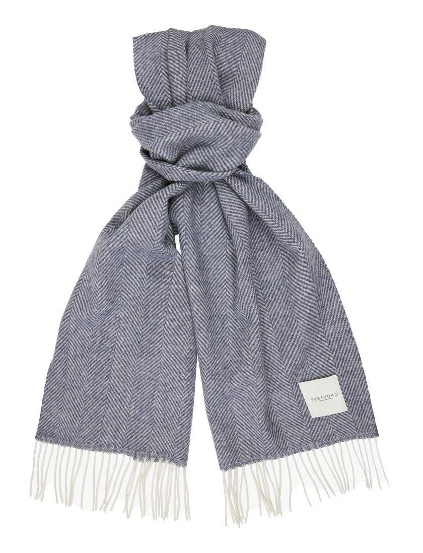 Profuomo sjaal blauw geprint lamswol