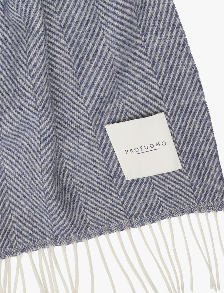 Profuomo sjaal blauw geprint lamswol